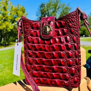 Brahmin Marley Rose Ombre Crossbody Bag Embossed Leather NWT